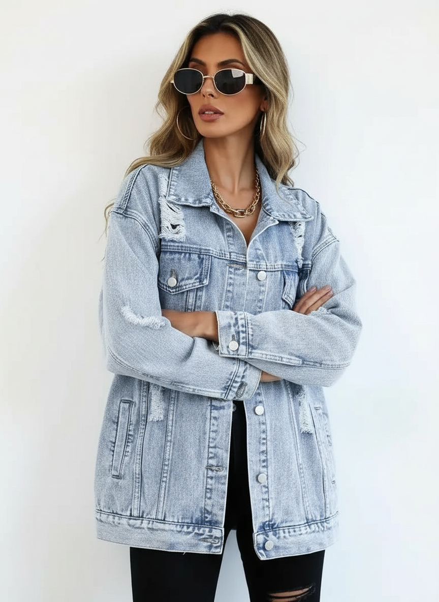 Dominika | Oversize Kurtka Jeansowa Vintage