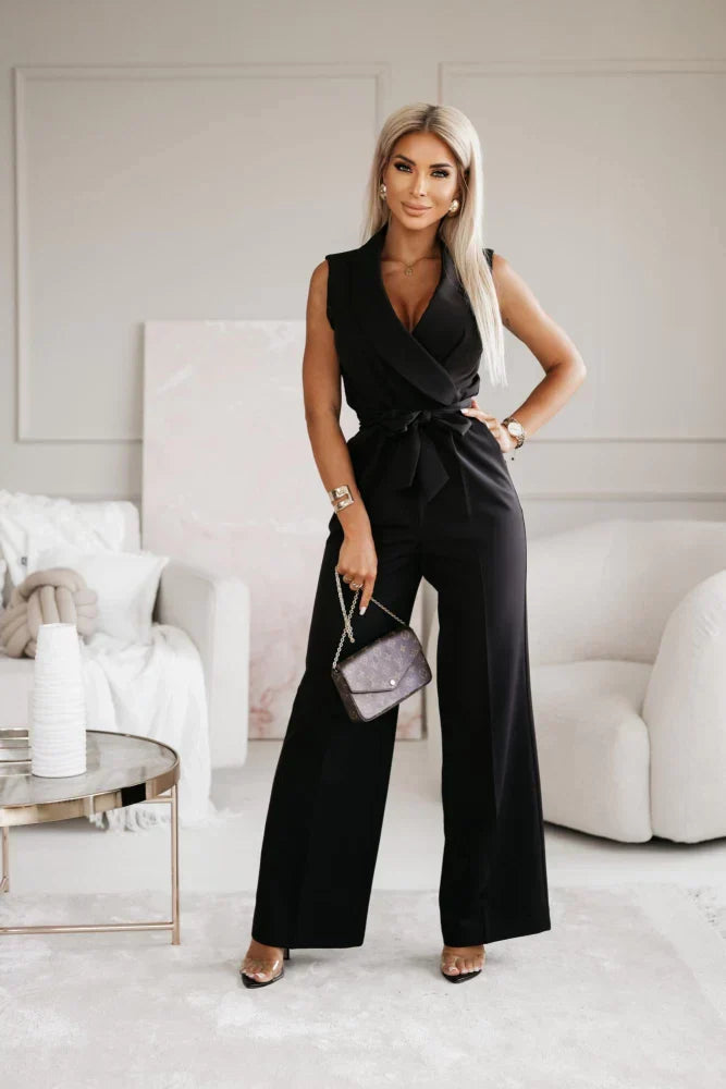 Alicja | Kombinezon Damski Elegancki Z Szerokimi Nogawkami
