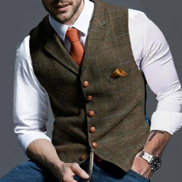 Tomasz | Kamizelka Męska Slim Fit Zapinana Na Guziki