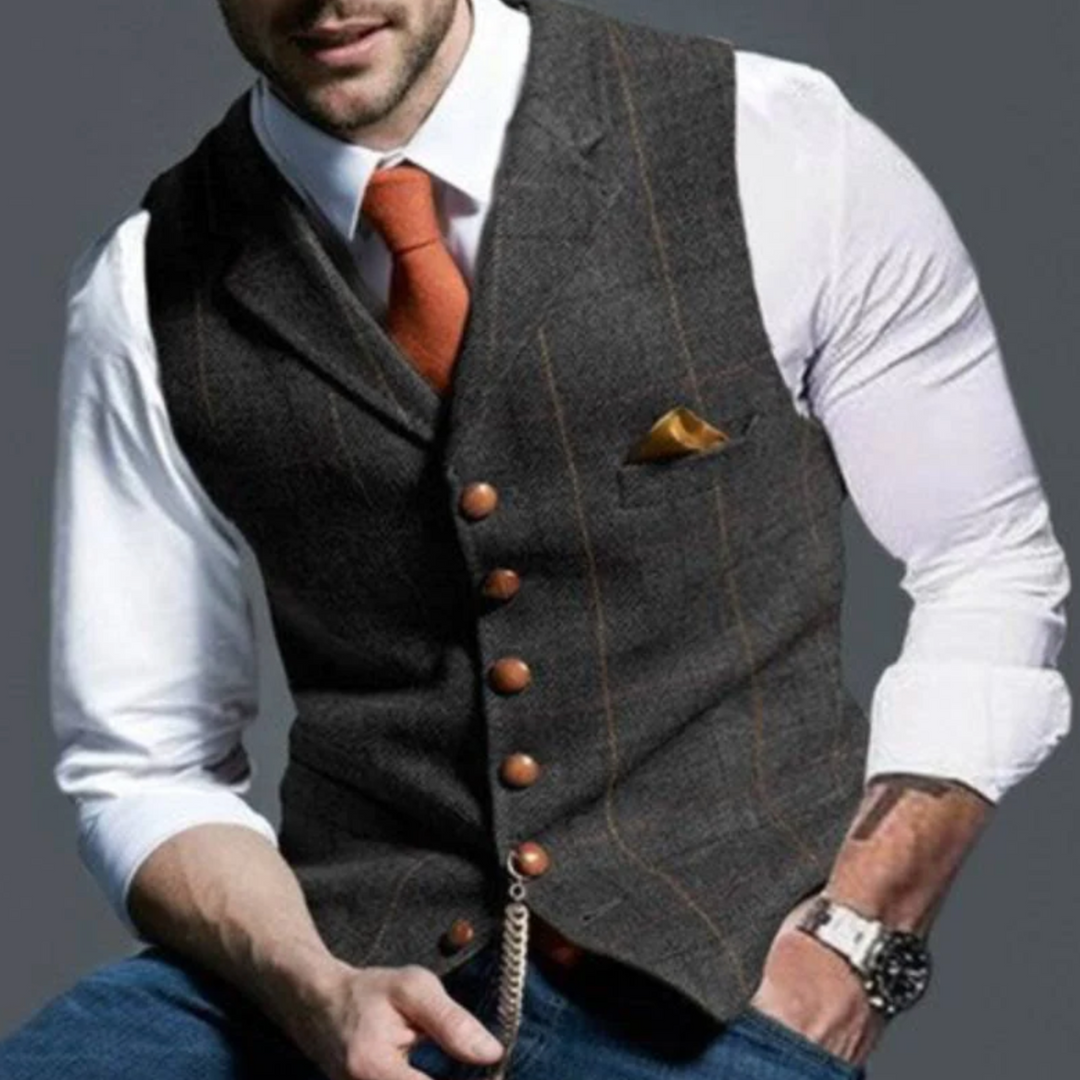 Tomasz | Kamizelka Męska Slim Fit Zapinana Na Guziki