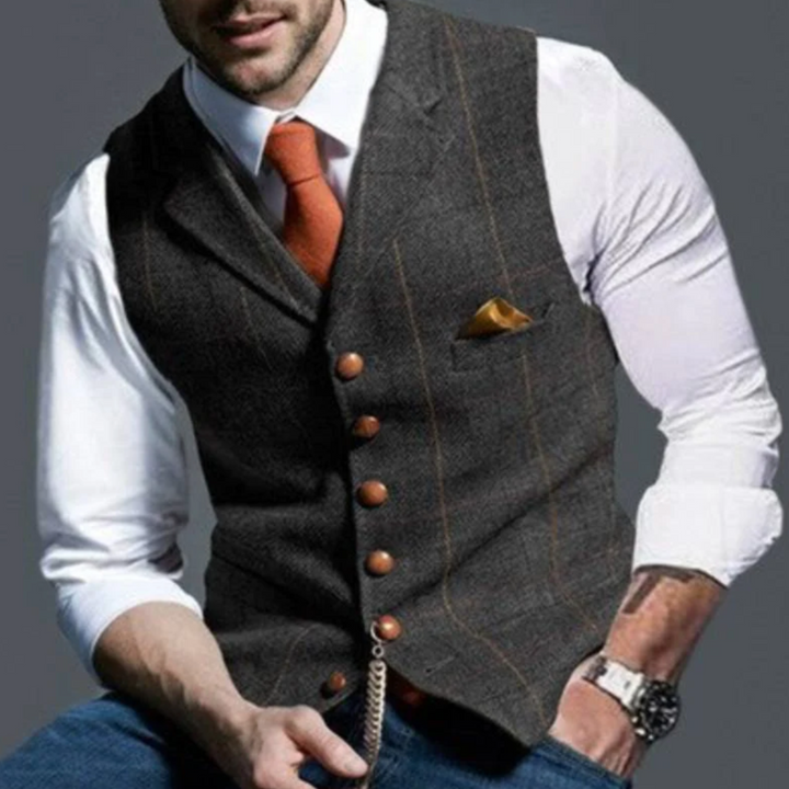 Tomasz | Kamizelka Męska Slim Fit Zapinana Na Guziki