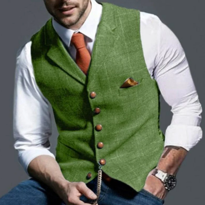 Tomasz | Kamizelka Męska Slim Fit Zapinana Na Guziki