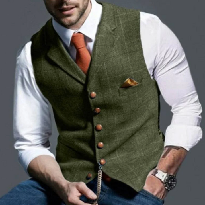 Tomasz | Kamizelka Męska Slim Fit Zapinana Na Guziki