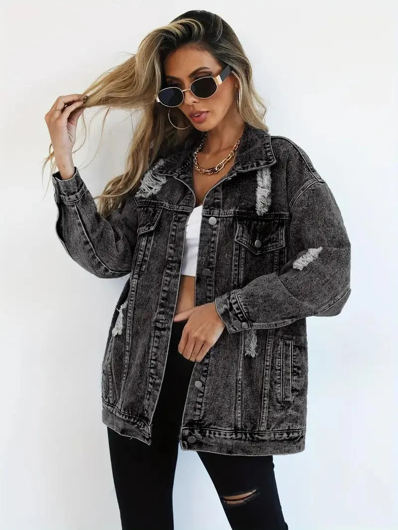 Dominika | Oversize Kurtka Jeansowa Vintage