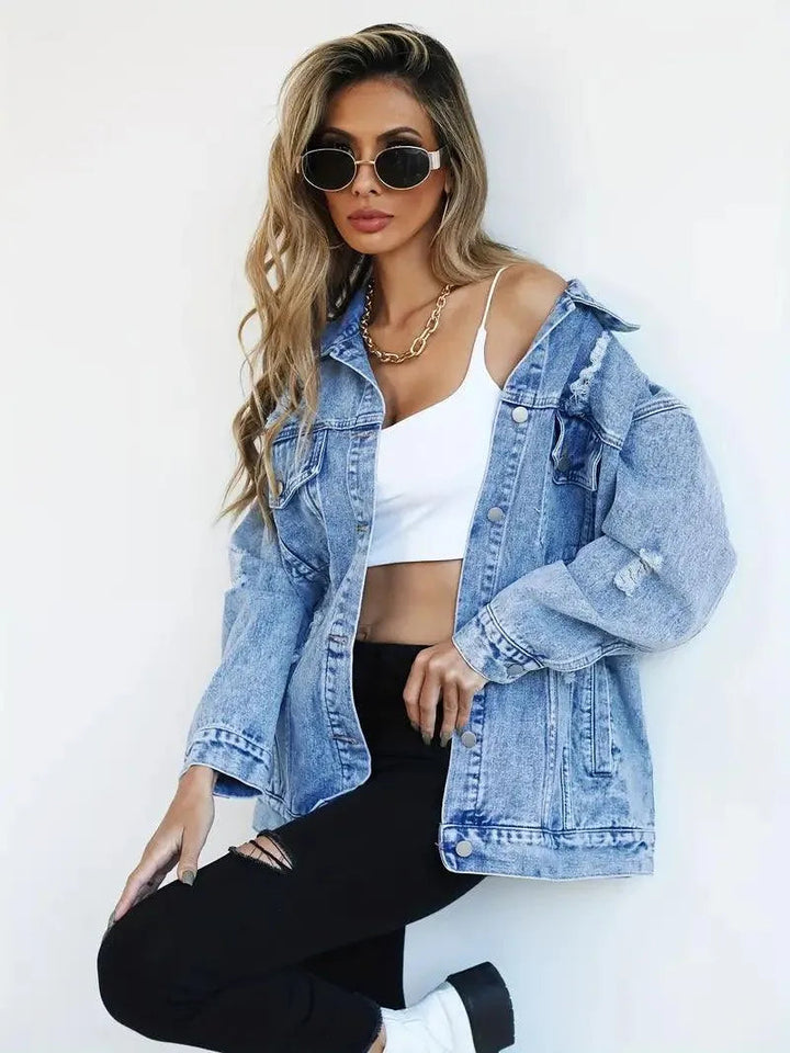 Dominika | Oversize Kurtka Jeansowa Vintage
