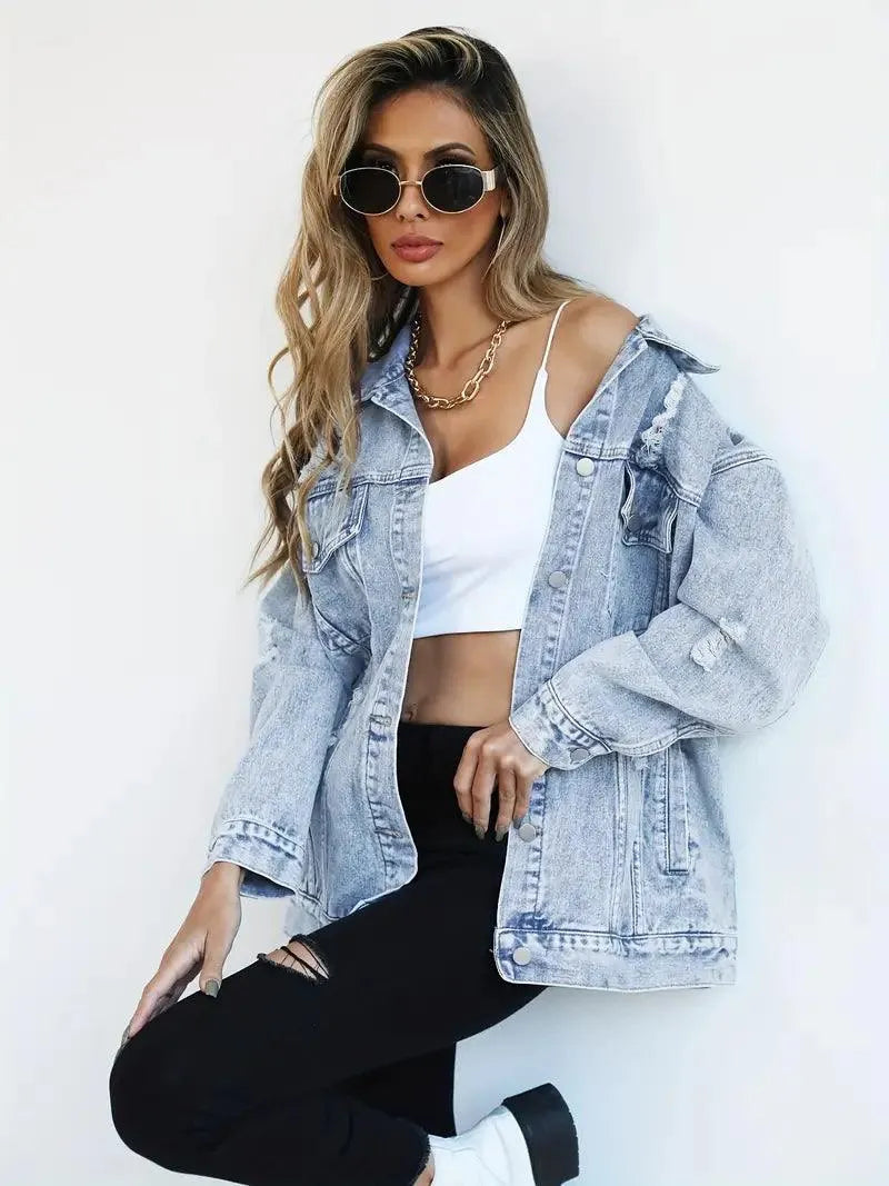 Dominika | Oversize Kurtka Jeansowa Vintage