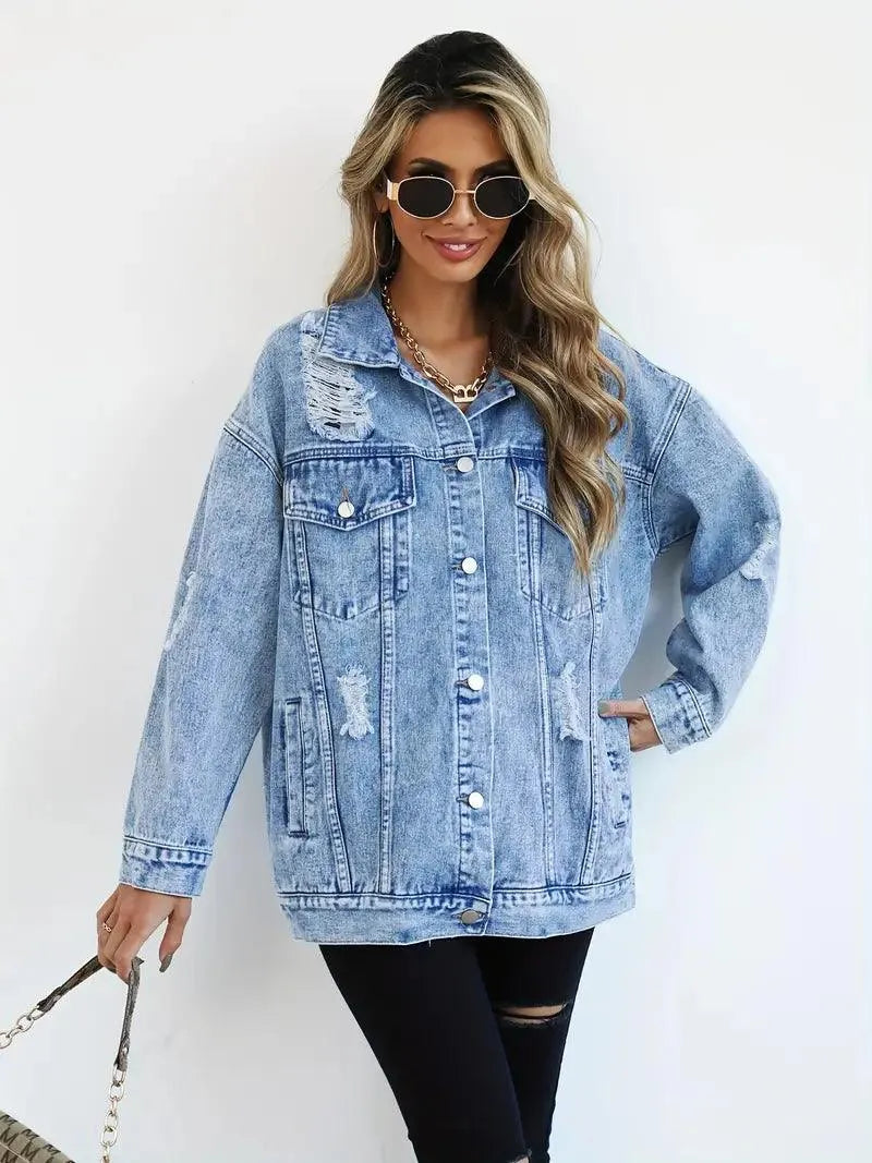 Dominika | Oversize Kurtka Jeansowa Vintage
