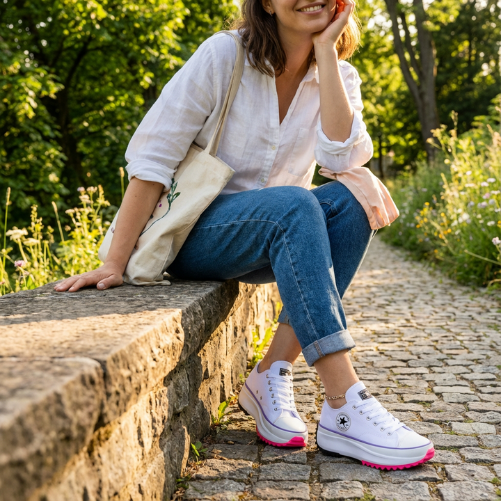 Natalia | Sneakersy Damskie Na Platformie Na Sznurówki Casualowe