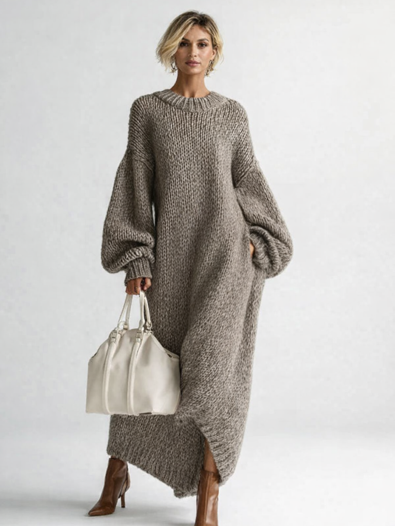 Weronika | Sukienka damska maxi Oversize z Długim Rękawem