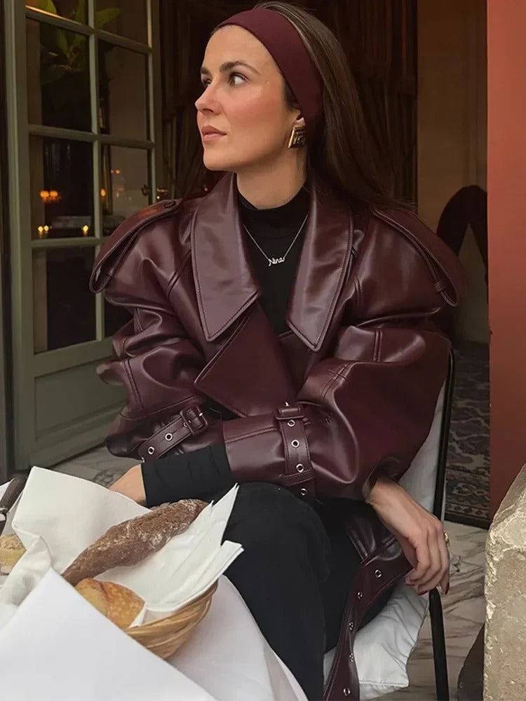 Karolina | Kurtka damska oversize z paskiem w talii