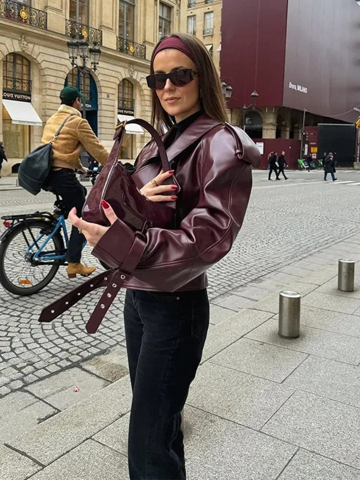 Karolina | Kurtka damska oversize z paskiem w talii