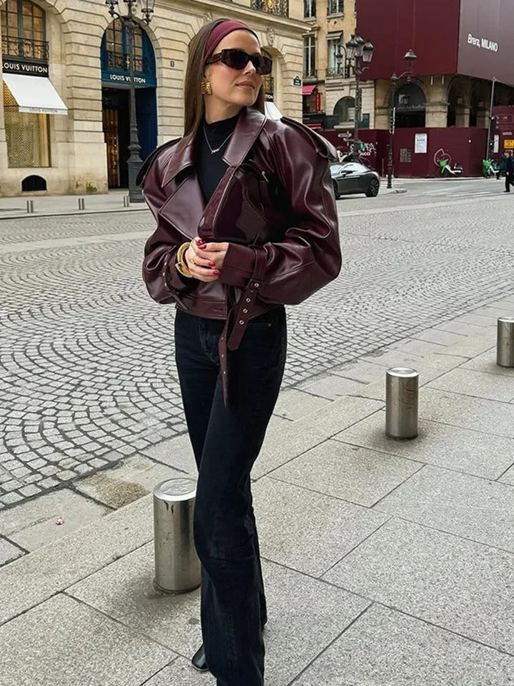 Karolina | Kurtka damska oversize z paskiem w talii