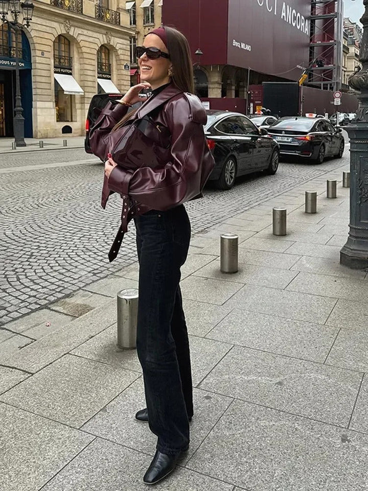 Karolina | Kurtka damska oversize z paskiem w talii