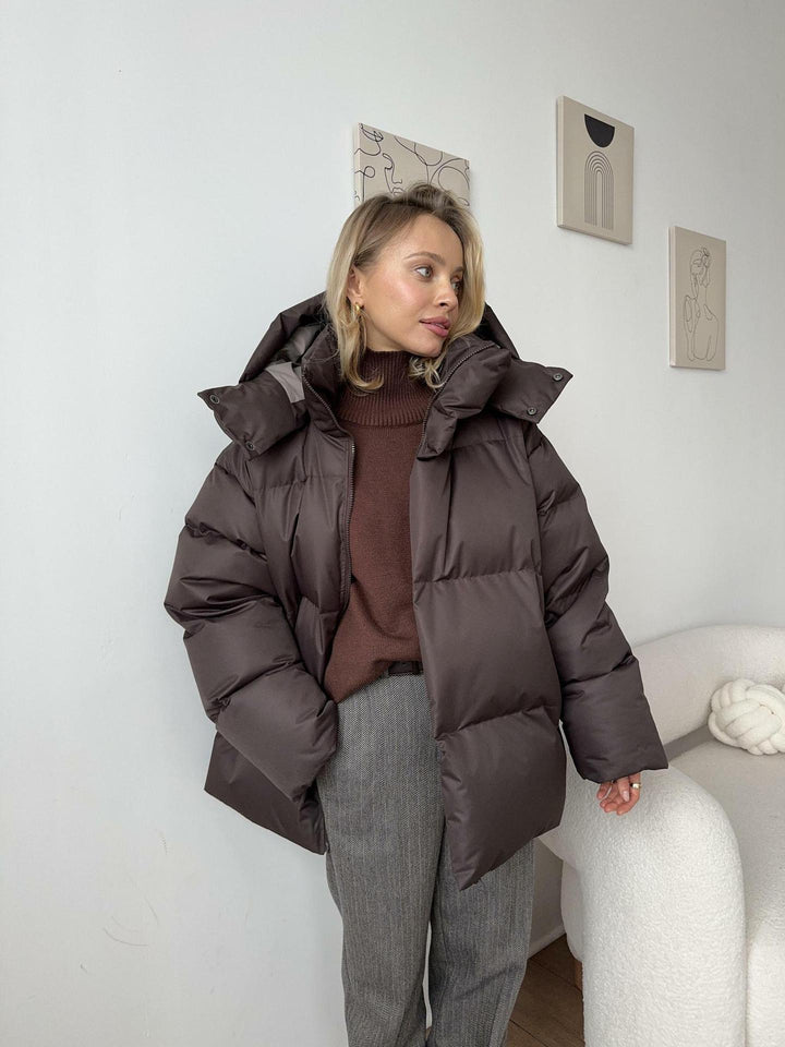 Katarzyna | Kurtka damska oversize z kapturem i zamkiem