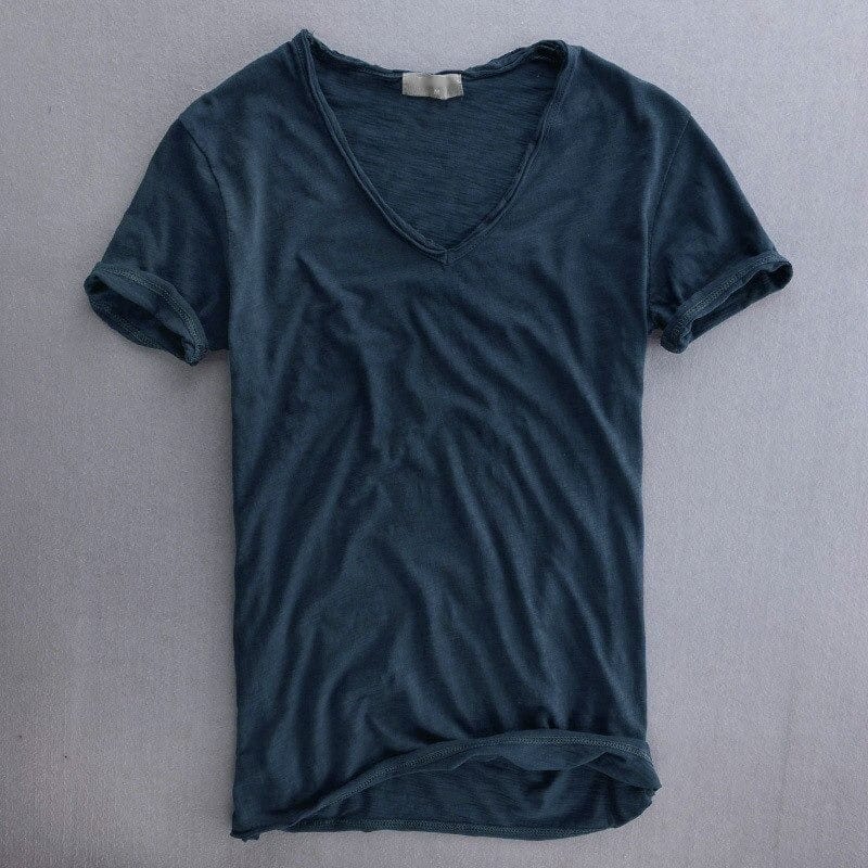 Marek | T-shirt męski z dekoltem V o kroju slim