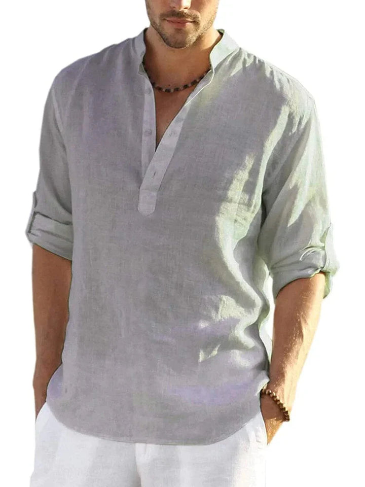 Tomasz | Lniana Koszula Męska Henley