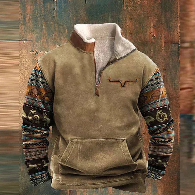 Isak | Polar Męski z Półzamkiem 1/4 w Stylu Western
