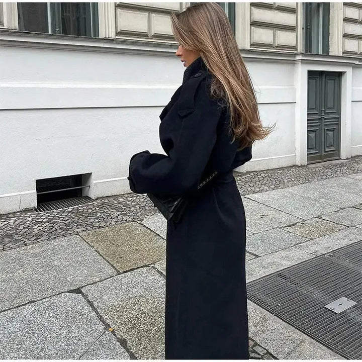 Paulina | Trencz damski dwurzędowy z paskiem