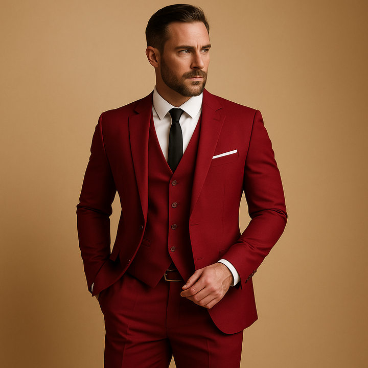 Piotr | Garnitur Męski Trzyczęściowy Slim Fit Na Wesele