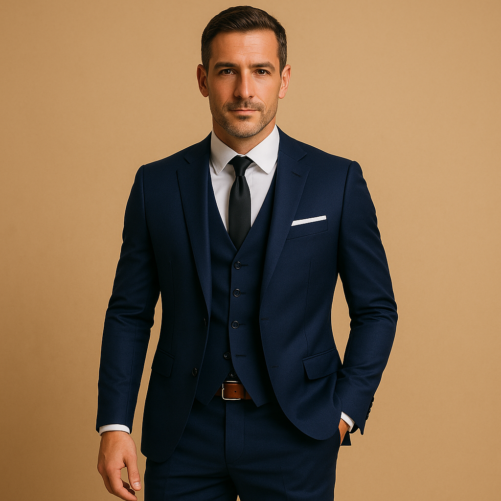 Piotr | Garnitur Męski Trzyczęściowy Slim Fit Na Wesele