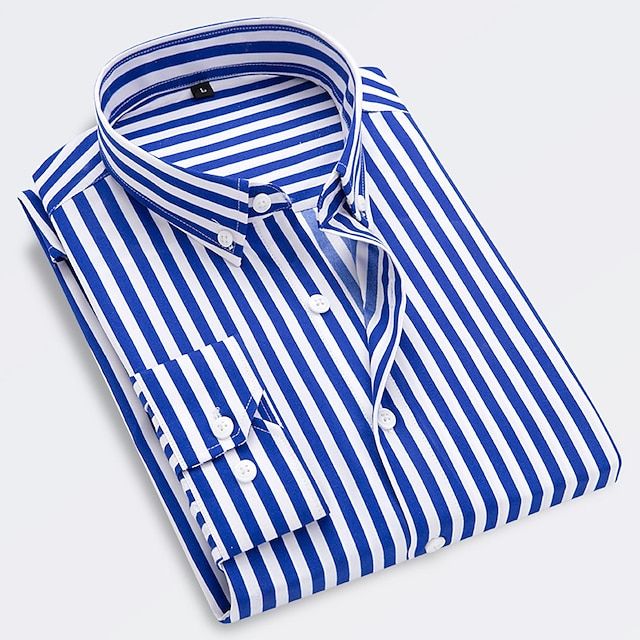 Rafał | Koszula Męska Bawełniana W Paski Slim Fit Letnia