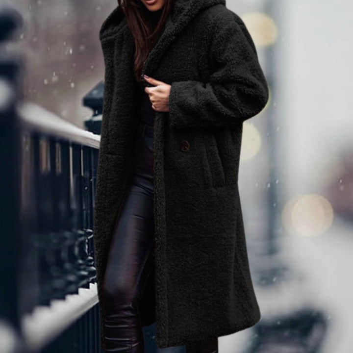 Joanna | Płaszcz damski ze sztucznego futra teddy