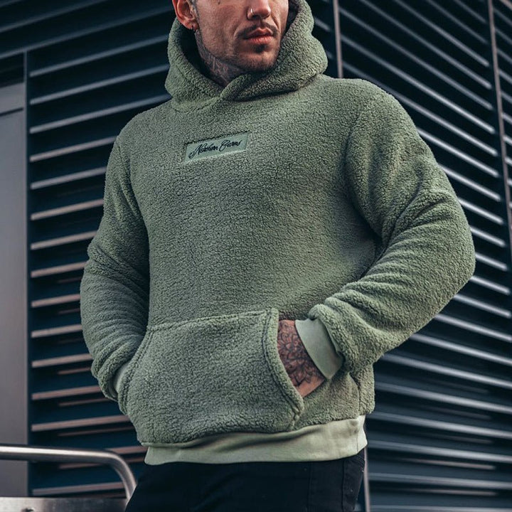 Erik | Bluza Męska Polarowa z Kapturem i Kieszenią Kangurką