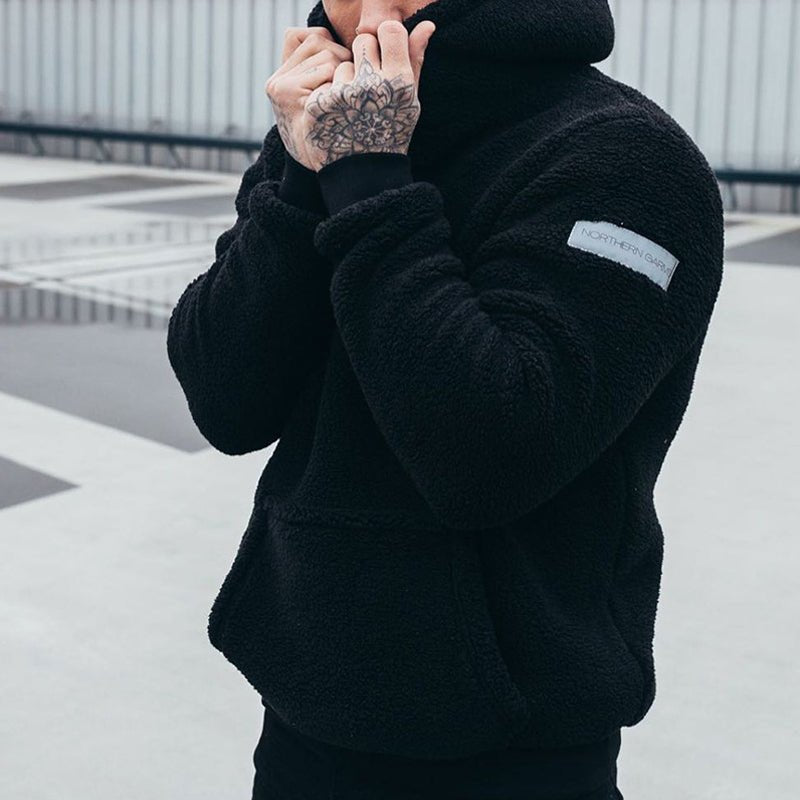 Erik | Bluza Męska Polarowa z Kapturem i Kieszenią Kangurką