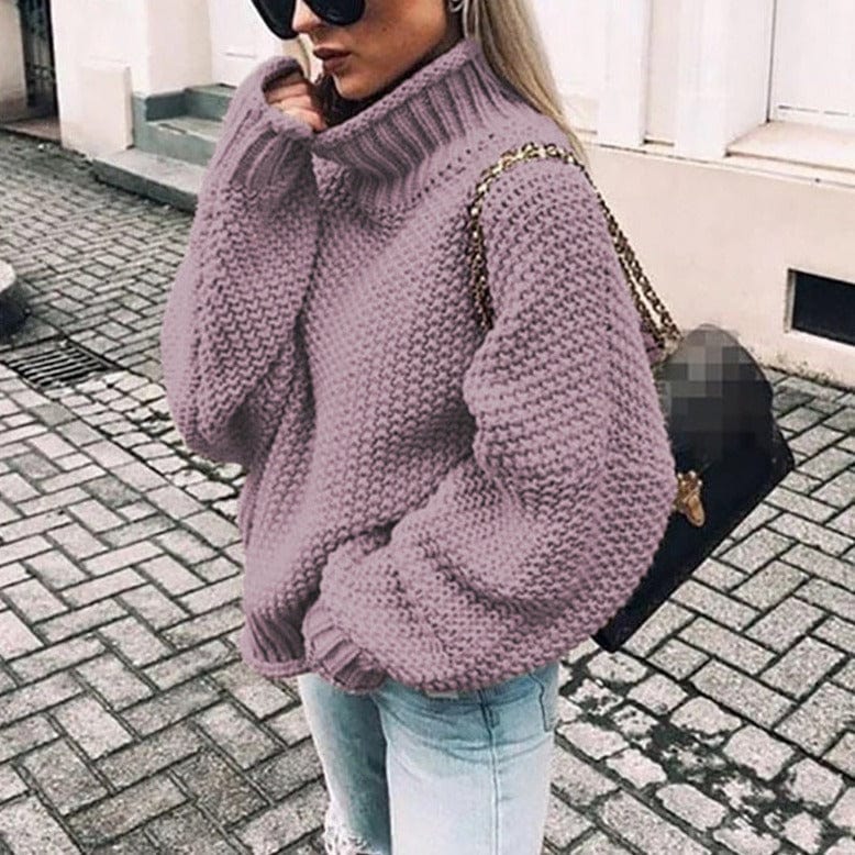 Zofia | Sweter damski z golfem i grubym splotem