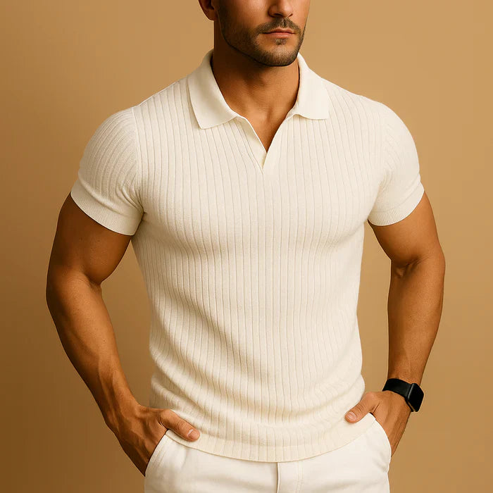 Adrian | Koszulka Polo Męska Prążkowana Slim Fit
