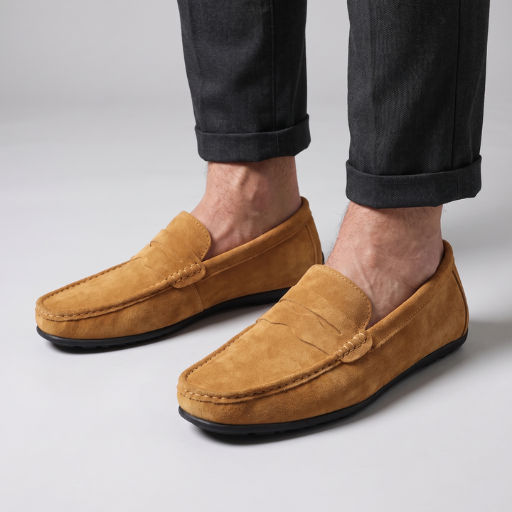 Aleks | Mokasyny męskie z Zamszu Slip-On
