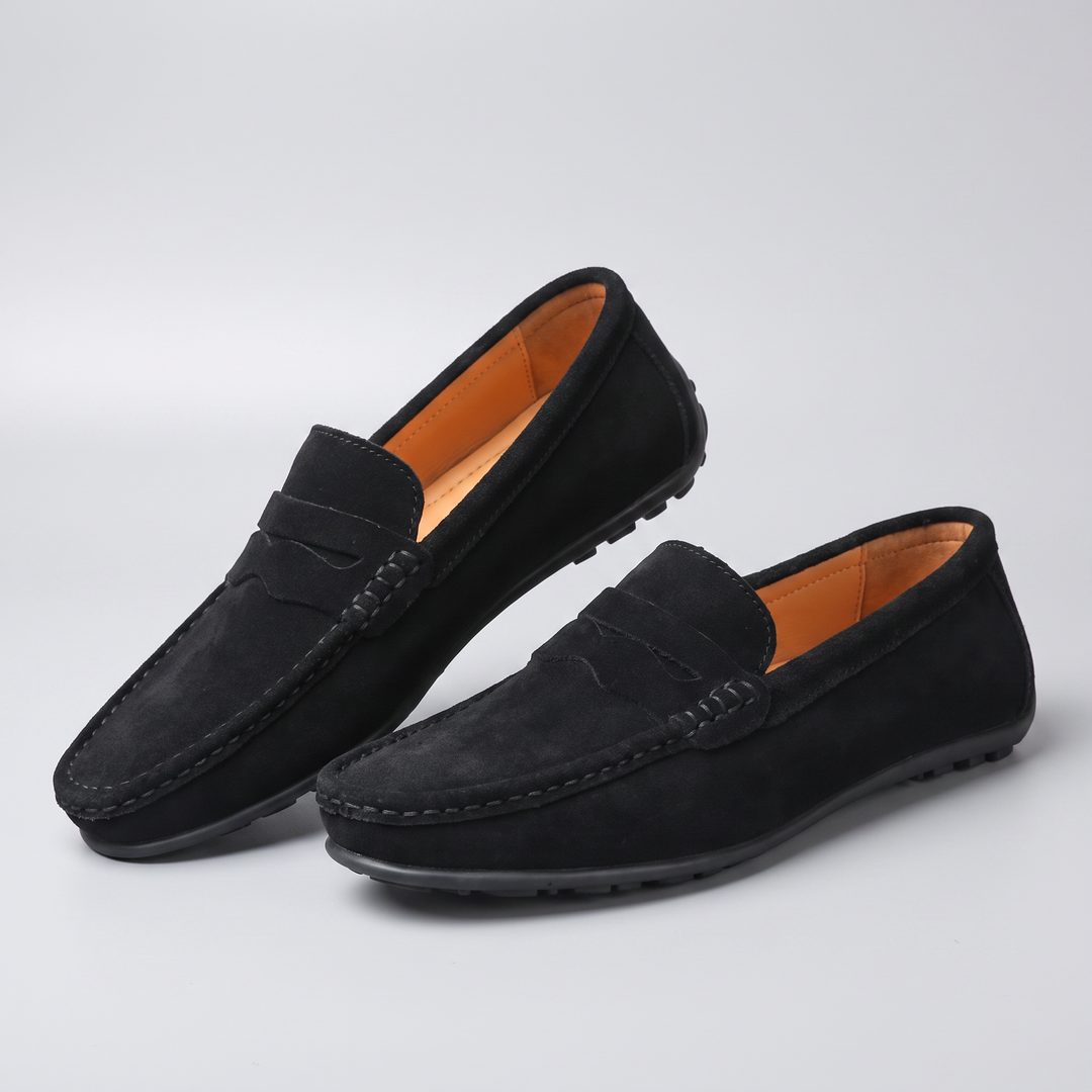 Aleks | Mokasyny męskie z Zamszu Slip-On