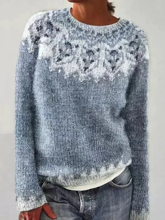 Karolina | Sweter Damski Fair Isle z Okrągłym Dekoltem