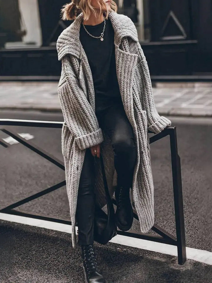 Zofia | Kardigan Damski Dzianinowy Oversize Z Klapami