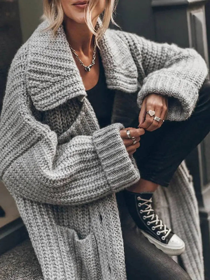 Zofia | Kardigan Damski Dzianinowy Oversize Z Klapami