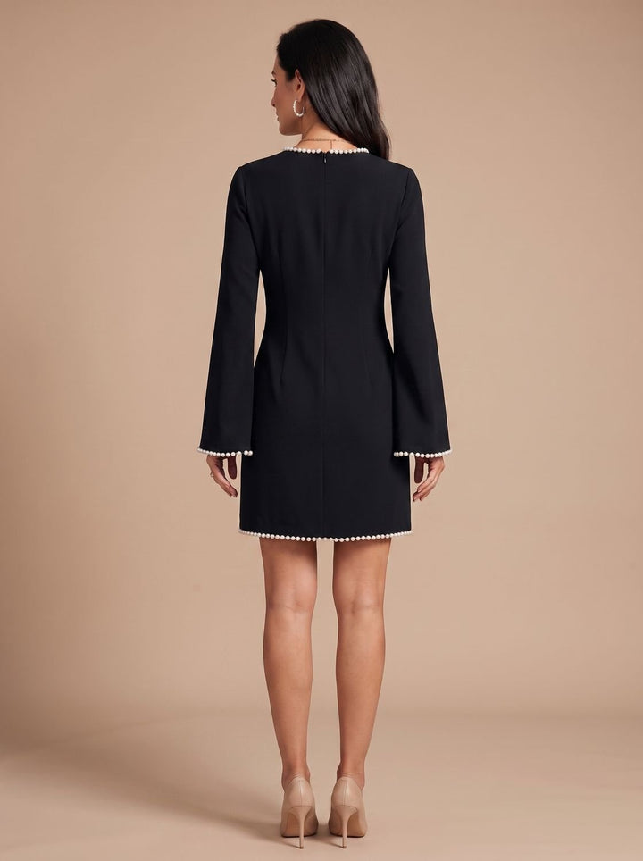 Aleksandra | Sukienka Damska Mini Z Perłowymi Detalami